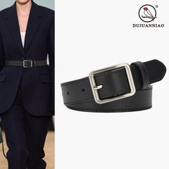 New Women's Belt Female Pin Buckle Leather Belt Pure Cowhide Versatile Simple Denim Suit Skirt Pants Belt 