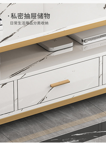 Luxury TV cabinet imitating marble pattern modern simple small apartment living room easy rock plate TV combination side cabinet 