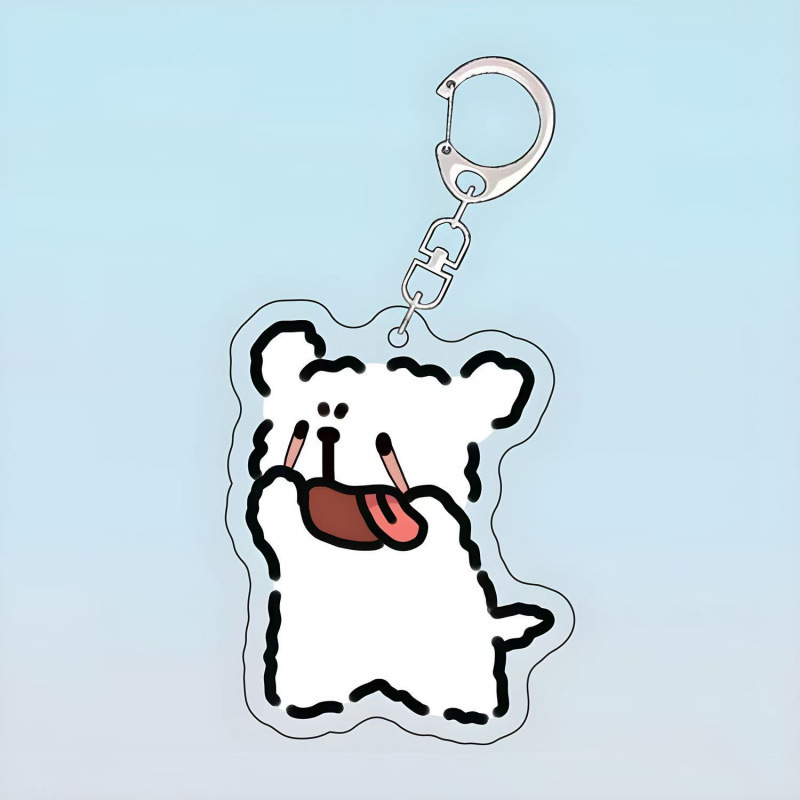 Cross-Border New 2D Cute Couple Pendant Best Friend Small Line Puppy Good Friend Acrylic Keychain