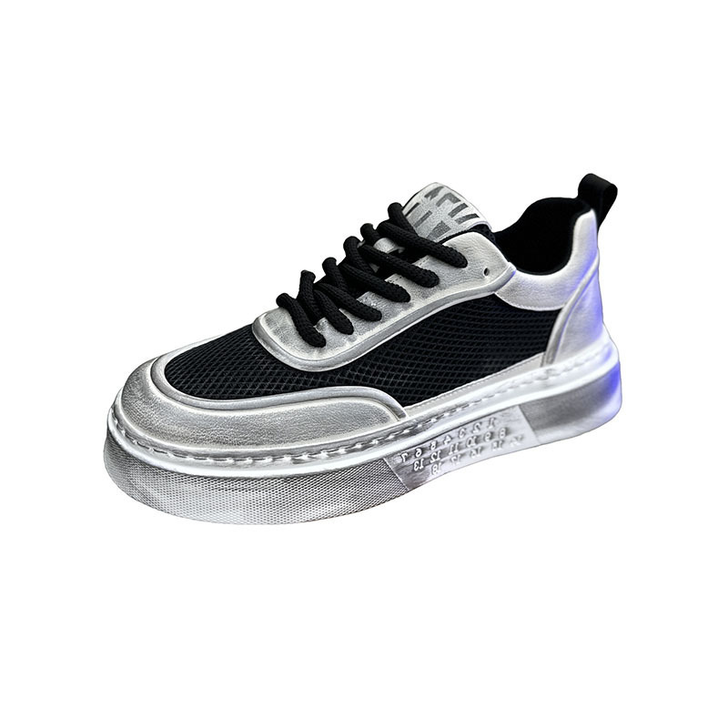 Pánské letní boty s tlustou podrážkou, prodyšnou síťovinou, ležérní, všestranné, jednoduché a krásné bílé, léto 2024_voghion.com