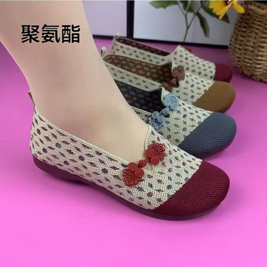 北京春夏布鞋夏季新款舒适透气防滑平底脚蹬中老年妈妈软底单鞋