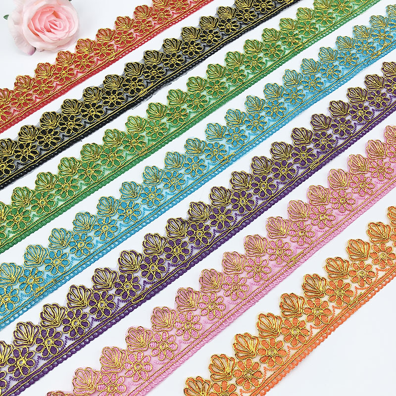 现货供应5.5cm车骨条码刺绣精致特色 涤光骨线花边 DIY花边辅料