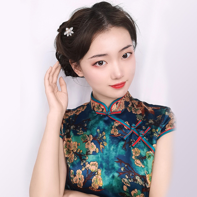 Garland vintage peine bolsa de pelo banda de pelo rizado moño bolsa de pelo cheongsam vestido bola cabeza cos Garland peine brotes de pelo