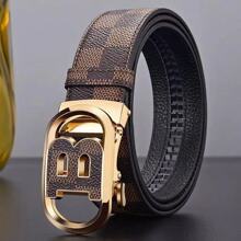 男士腰带自动扣皮带字母爆款腰带B字简约百搭牛皮裤带厂家代发