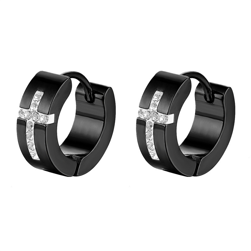 Geometric Pattern Men's Gender 1 Piece Vintage Style Geometric Plating Titanium Steel Hoop Earrings