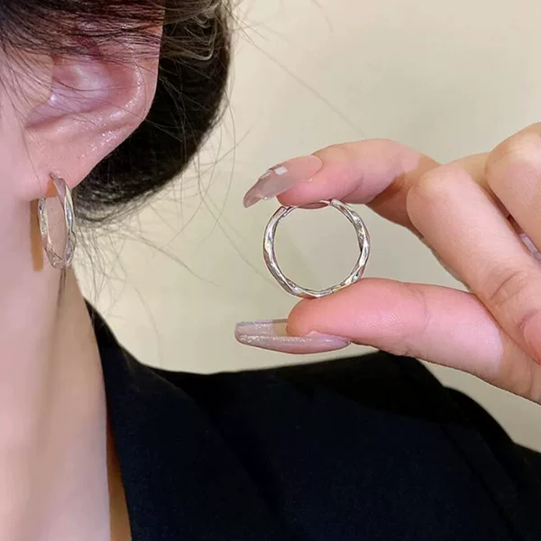 New Geometric Twisted Earrings for Women, Trendy Internet Celebrity Style, Hong Kong Style Hoops, High-End Minimalist Versatile Earrings