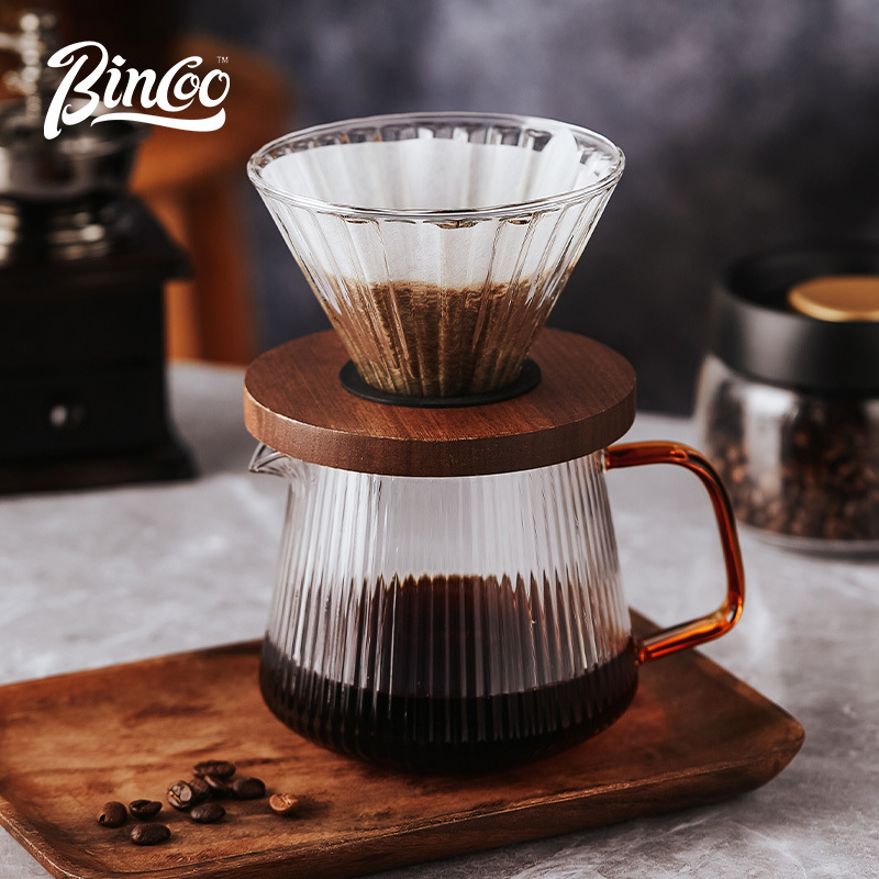 Bincoo vertical pattern coffee pot hand coffee pot coffee filter paper v60 filter Cup hand Coffee Pot Hand coffee suit