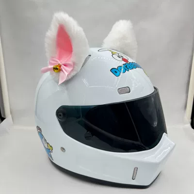 Helmet Accessories, Motorcycle and Electric | Motosiklet dəbilqələri - white-pink-ears-pink-bell