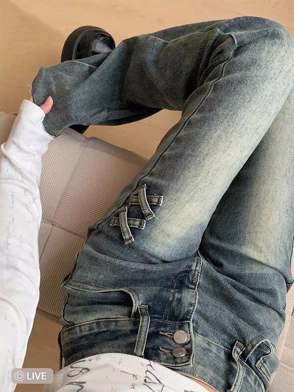 Retro High-Waisted Flared Jeans for Women 2026 Spring and Autumn New Slim-Fit Bowknot Elastic Bell-Bottom Pants Retro High-Waisted Flared Jeans for Women 2026 Spring and Autumn New Slim-Fit Bowknot Elastic Bell-Bottom Pants