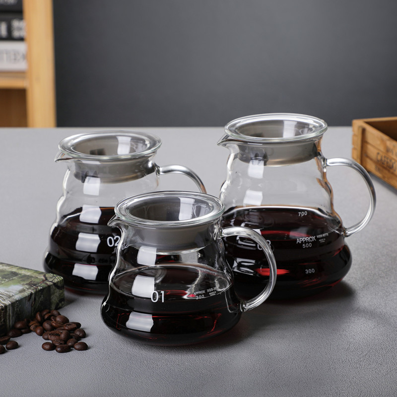 Hand-Brewed Coffee Pot High Borosilicate Glass Mocha Sharing Pot Set with Logo Printed Cloud Pot American Coffee Filter