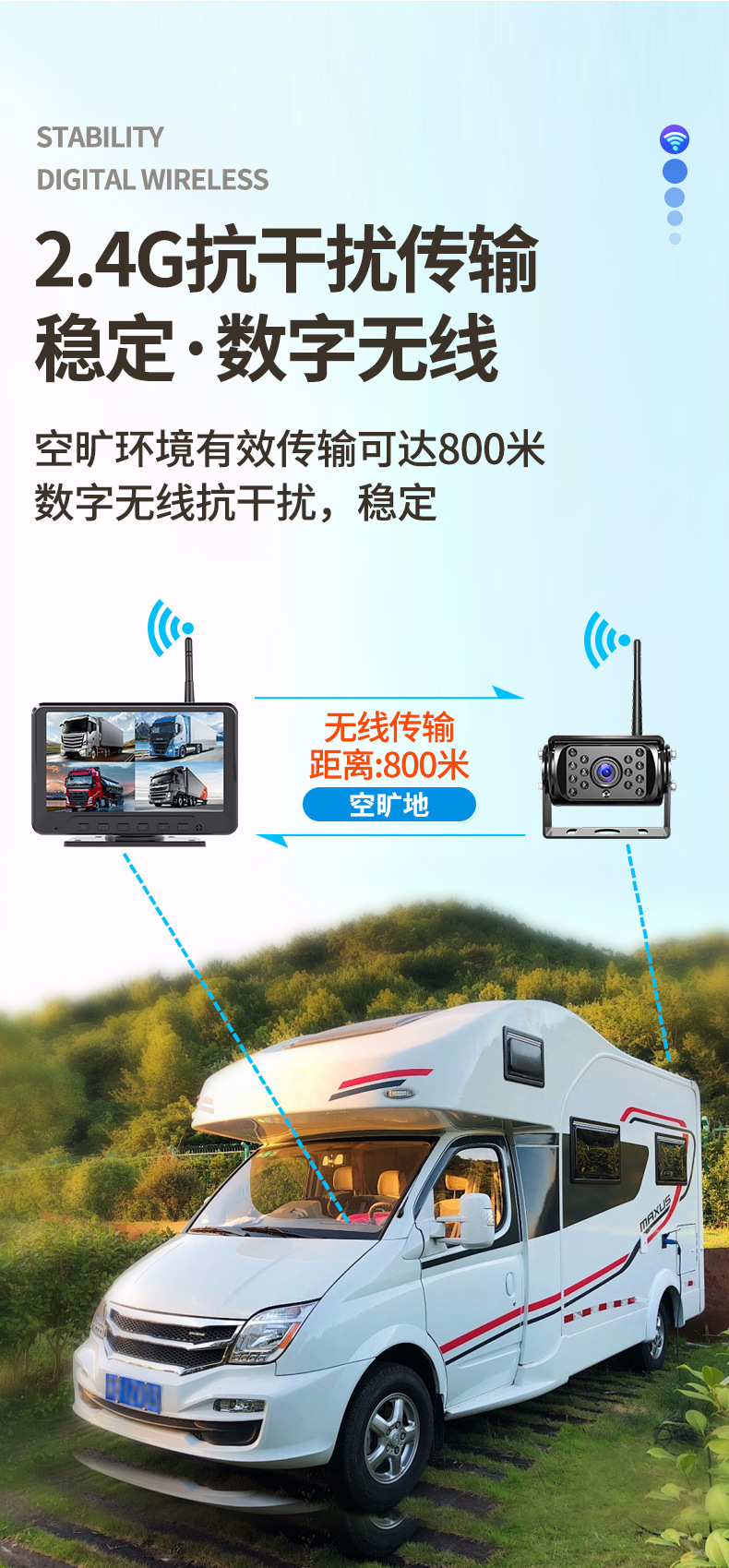 7 inch digital wireless car display truck wireless reversing image wireless bus reversing camera