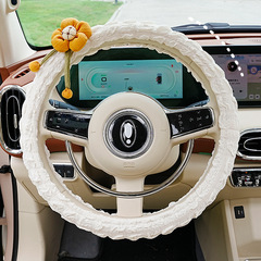 四季通用汽車方向盤套 DIY花朵防滑耐磨車用手把套可愛方向盤套女