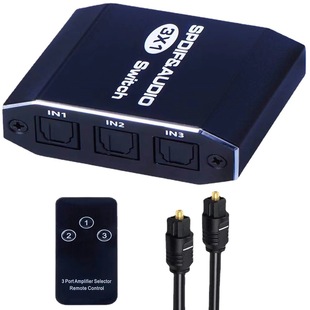 Optical Fiber Switch 3 in 1 Out Spdif Switch Optical Fiber Audio Switch 3X1 Audio Switch 3 Cut One