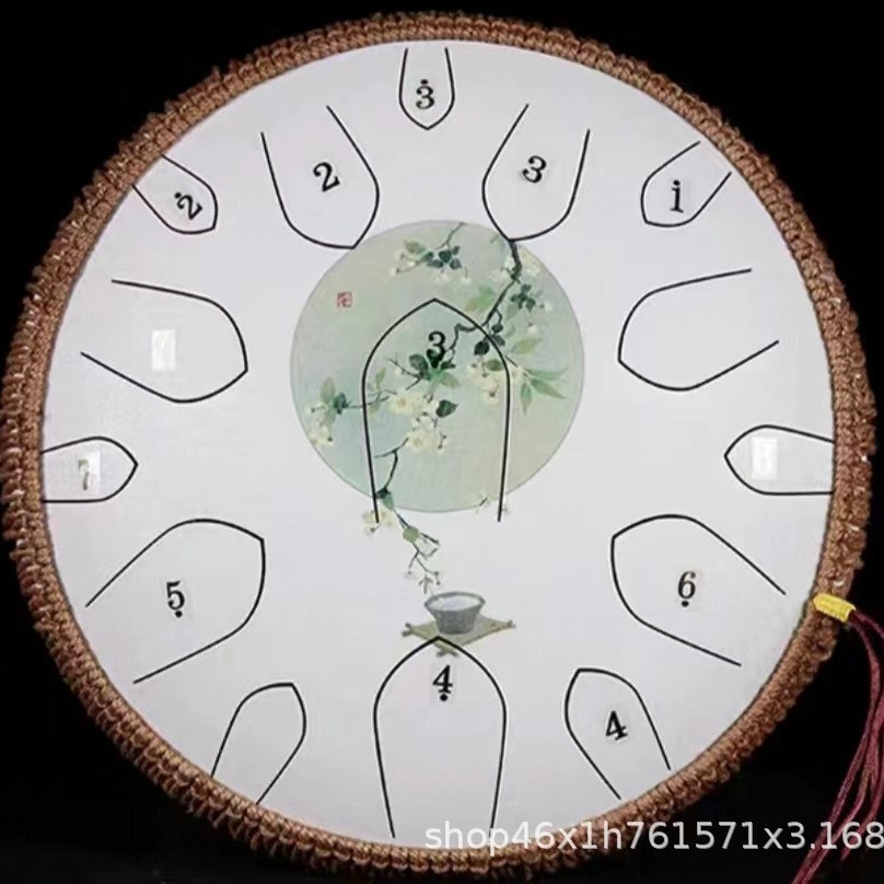 [14-inch 15-tone] Titanium steel painted plum blossom