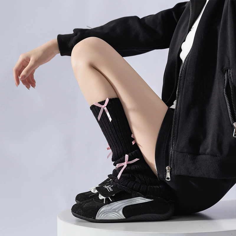 Осень демисезонные гольфы для ног, милый вязаный Lolita стиль с бантом, one size
