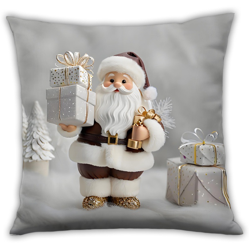 Navidad abraza almohada blanca leche alta sensación Santa muñeco de nieve impresión cojín fábrica directa para el hogar transfronterizo image 3