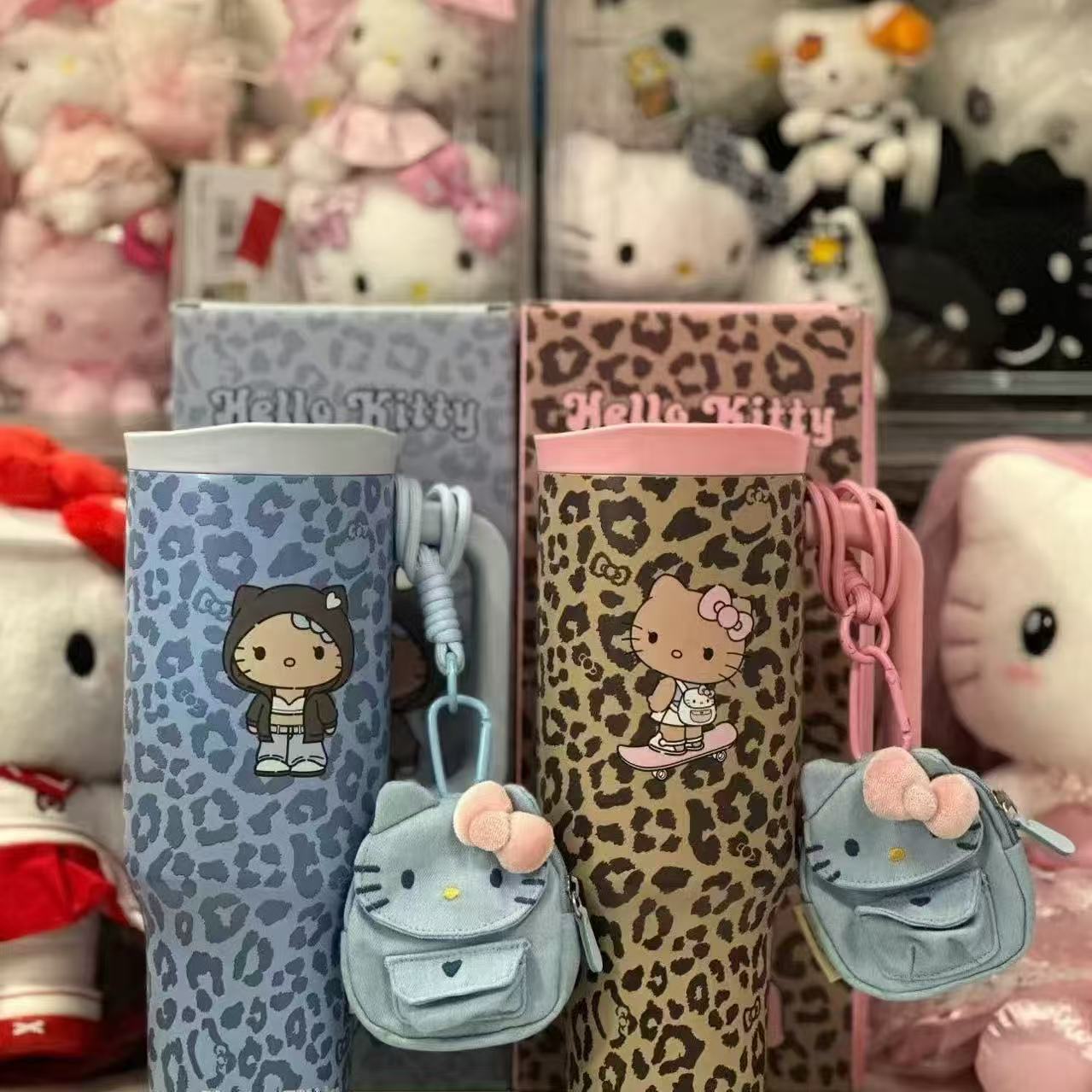 Fauvism Ouyang Nana's Same Style Black Leather Leopard Print Big Mac Insulated Straw Stainless Steel Water Cup