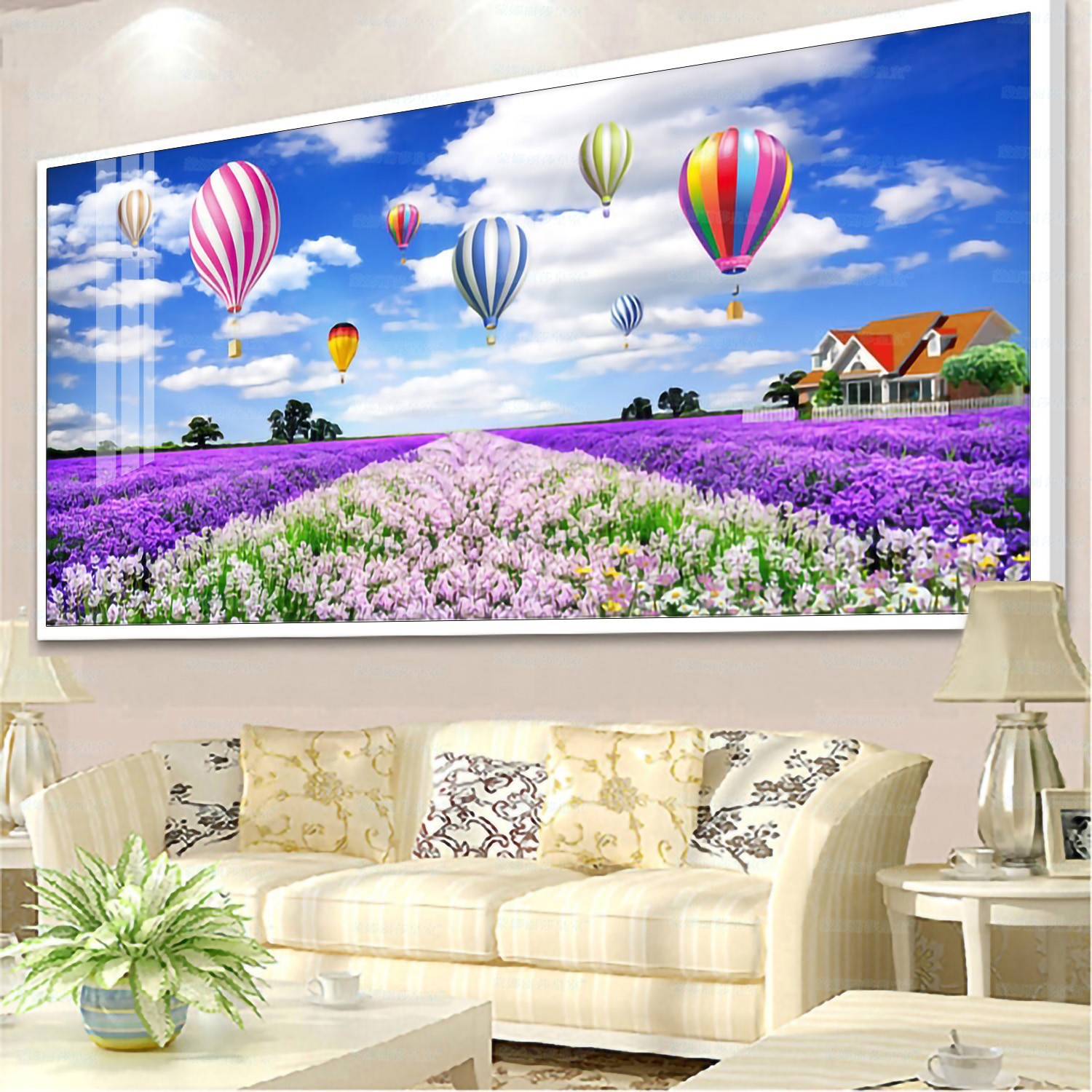 Monalisa Royal punto de cruz Lavender Manor globo aire caliente nuevo paisaje pastoral grande hecho a mano simple image 2