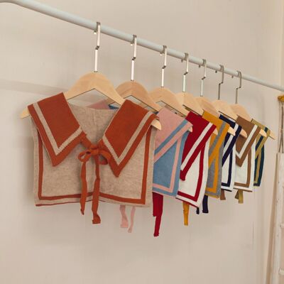 韩版潮儿童拼色小披肩ins简约学院秋冬宝宝假领子围巾坎肩|ru