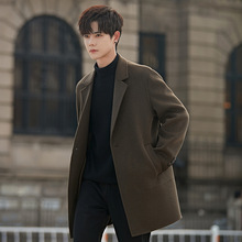 欧洲站2025双面羊毛呢男中长款高级感西装呢子外套秋冬季加厚大衣