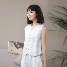 春夏款轻奢风花纱汉麻马甲 气质时尚显高显瘦穿搭休闲女装马夹