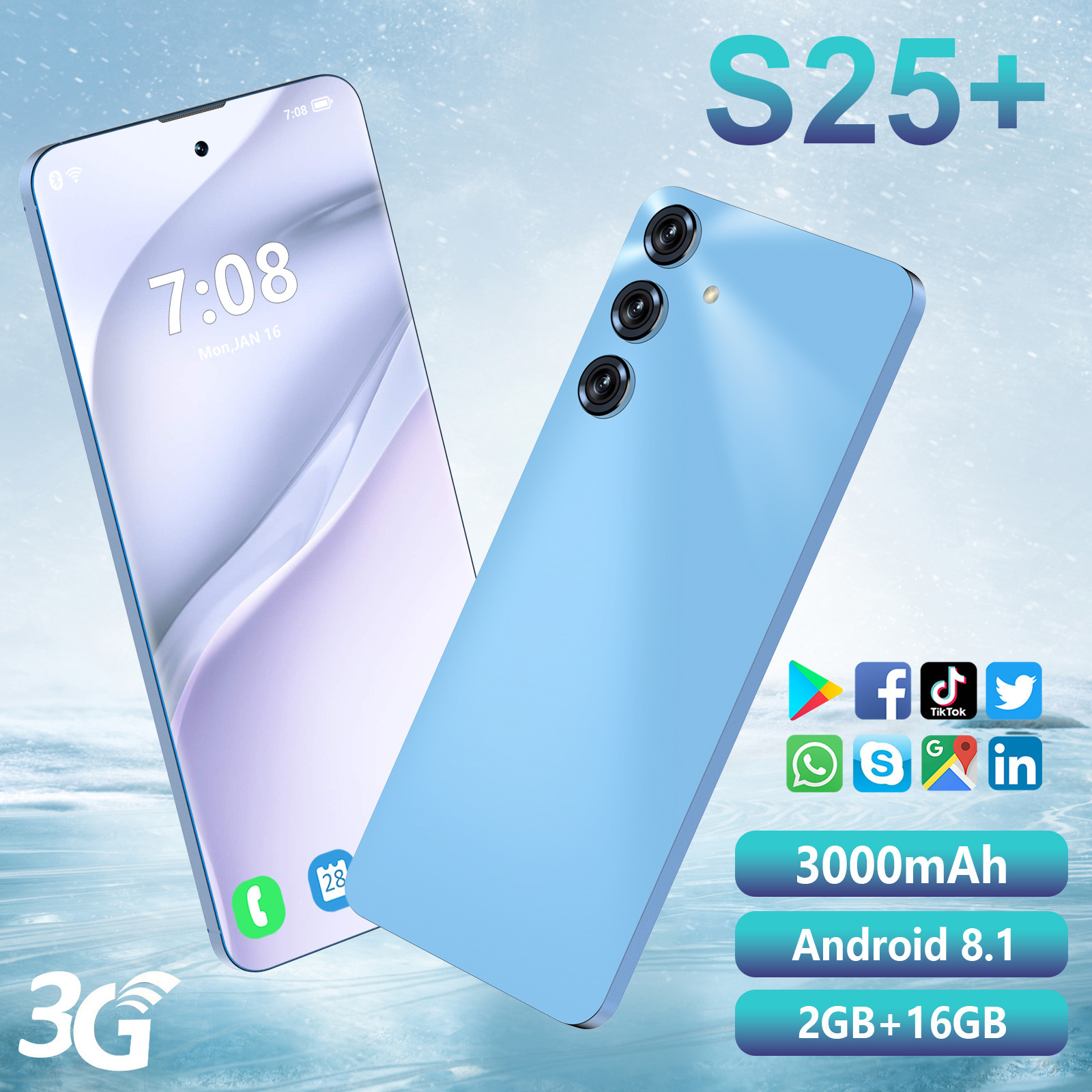 Nuevo teléfono móvil de pantalla completa S25 + ligero y portátil APP social preinstalado de nivel de entrada máquina de función Android