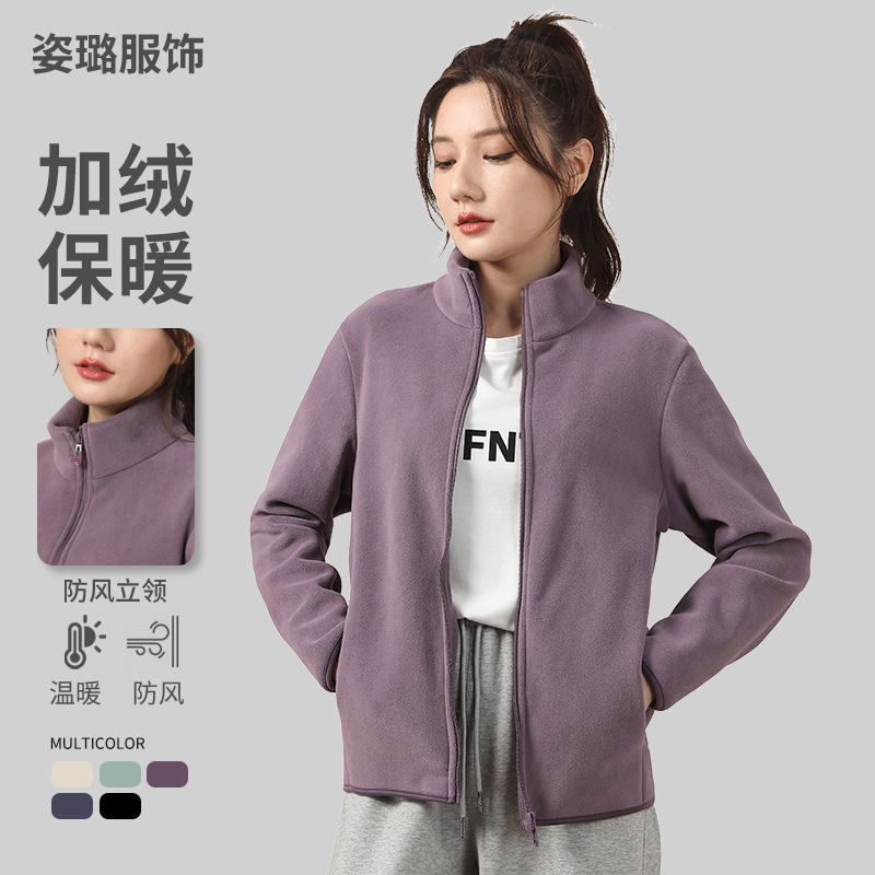 Jaket bulu wanita, sweater tebal atasan olahraga hangat ukuran plus bulu domba dua sisi musim gugur dan musim dingin