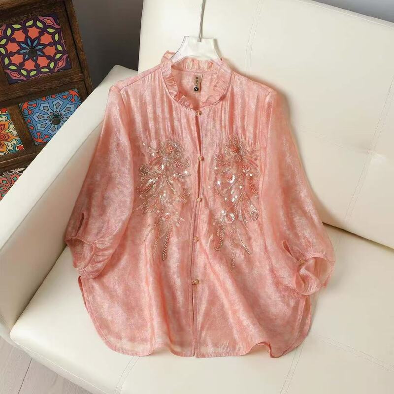 New Chinese-Style National Style Women's Clothing, Heavy Embroidery Shirt for Women, 2026 Summer New Vintage High-End Shirt Top New Chinese-Style National Style Women's Clothing, Heavy Embroidery Shirt for Women, 2026 Summer New Vintage High-End Shirt Top