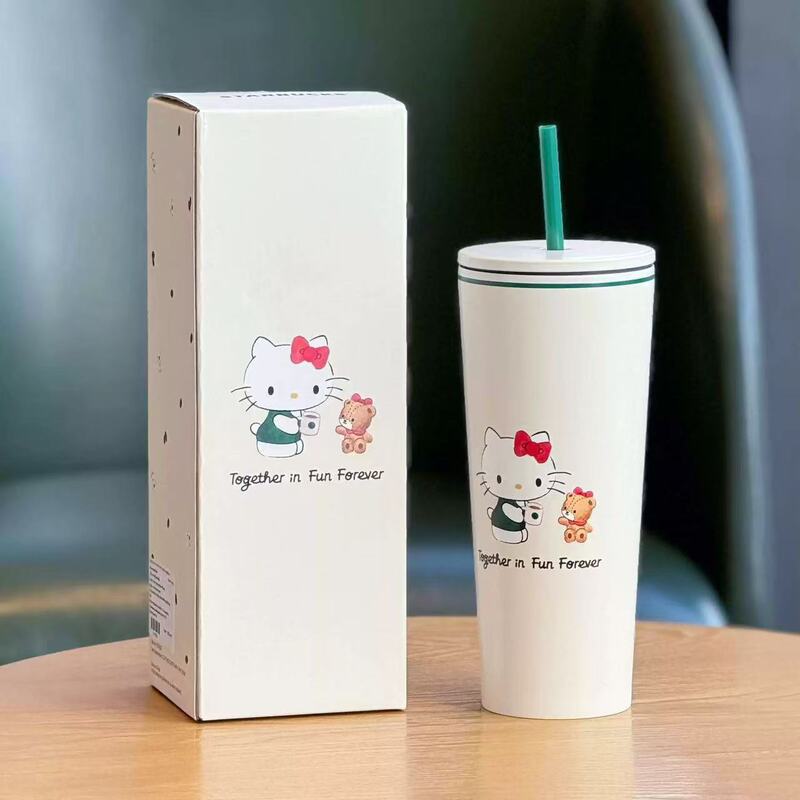 Star dad KT2025 cartoon new simple thermos cup high color value food grade 304 stainless steel straw cup