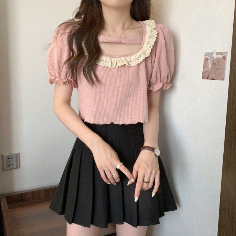 Summer Japanese cute lace short sleeve T-shirt for students
