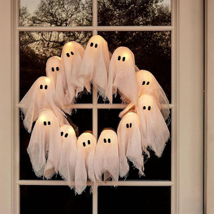Halloween Ghost Garland Ghost Gauze Arrangement Props Ghost Festival Horror Scene Pendants Cross-Border Pendants Wholesale