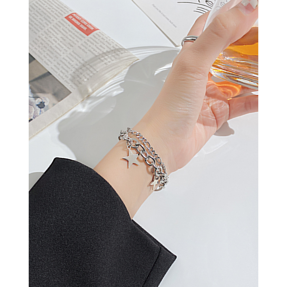 Fashion Star Stainless Steel Bracelets Layered Chain No Inlaid Stainless Steel Bracelets