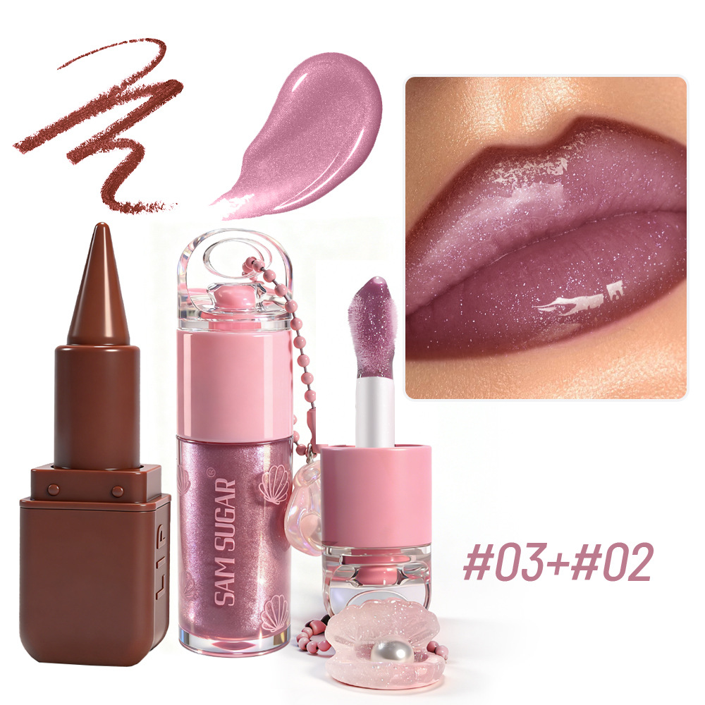 Cross-border SAM SUGAR Lip Liner Lip Oil Set Brilliant Moisturizing Lipstick Mirror Resistant