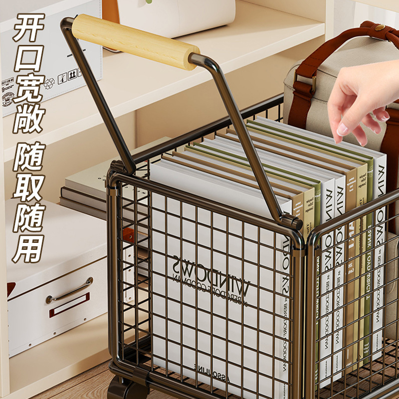 桌下书本收纳箱放书包置物架收纳盒办公筐书桌旁学生书籍书箱滑轮|undefined