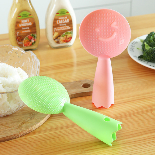 Smiling rice spoon, cute non-stick rice smiling rice spoon, plastic rice cooker, upright, hangable, multi-functional Internet celebrity rice spoon