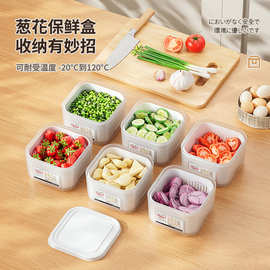 厨房日式葱花盒 家用葱姜蒜保鲜盒 水果肉沫食品盒沥水冰箱收纳盒