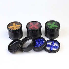 厂家创意透明开窗十字倒角磨烟器铝合金研磨器63mm4层碎烟器烟具