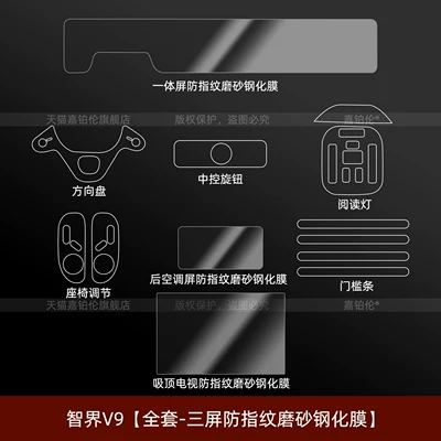 Car interior film Wheel Button Protective Film, Interior - zhijie-v9-full-set-three-screen-anti-fingerprint-frosted-tempered-film