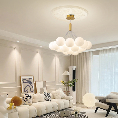 Modern simple cream style chandelier living room lamp internet celebrity restaurant lamp  new designer bedroom spherical lamp