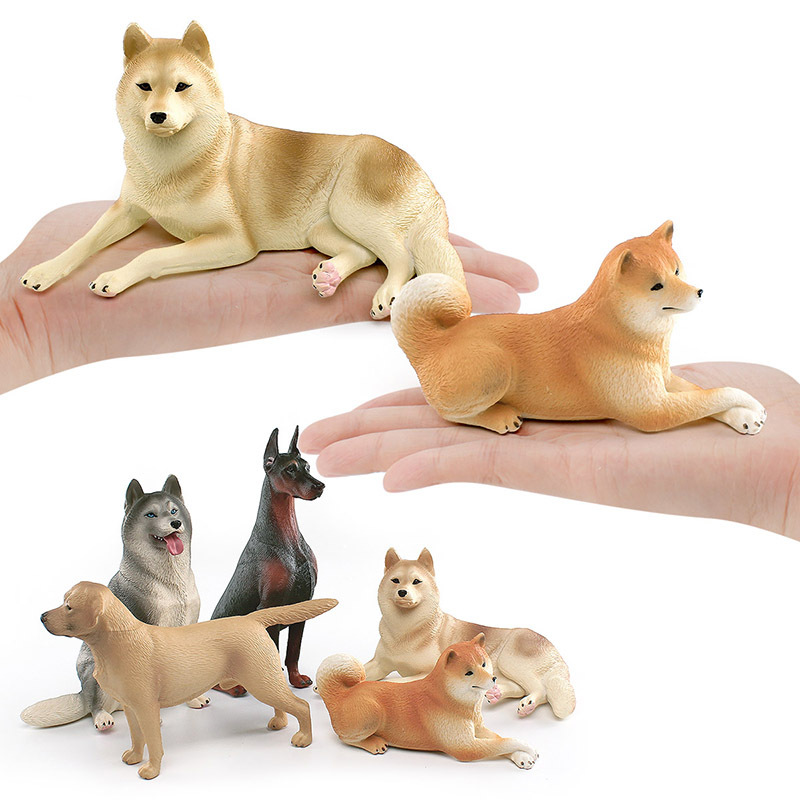 Simulación transfronteriza Labrador Shiba Inu Doberman Husky modelo cognitivo para niños mascota perro decoración de escritorio