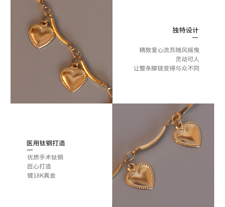 Fashion Heart-shape Titanium Steel Anklet Wholesale display picture 3