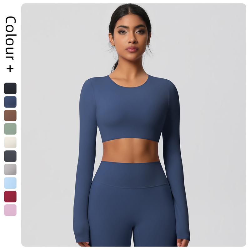 New Tight Yoga Top Detachable Coaster Slim-fit Long-sleeved T-shirt Outdoor Sports Running Fitness Yoga Clothes