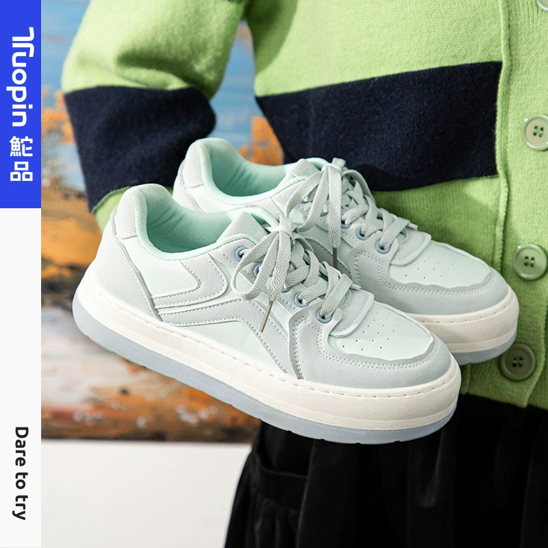 Красные кроссовки Tuopin 2025, повседневная универсальная женская обувь с нишевым дизайном, туфли для хлеба на толстой подошве TP1160L