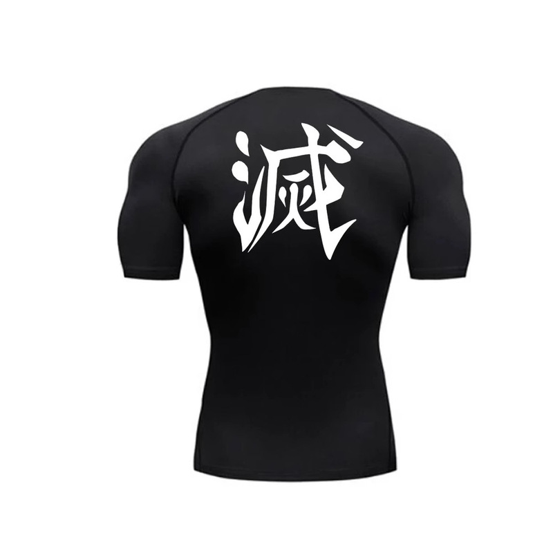 Demon Slayer Printed Compression Shirt Men's Fitness Gym Fitness Pants Short Sleeve Quick Dry Sports T-Shirt