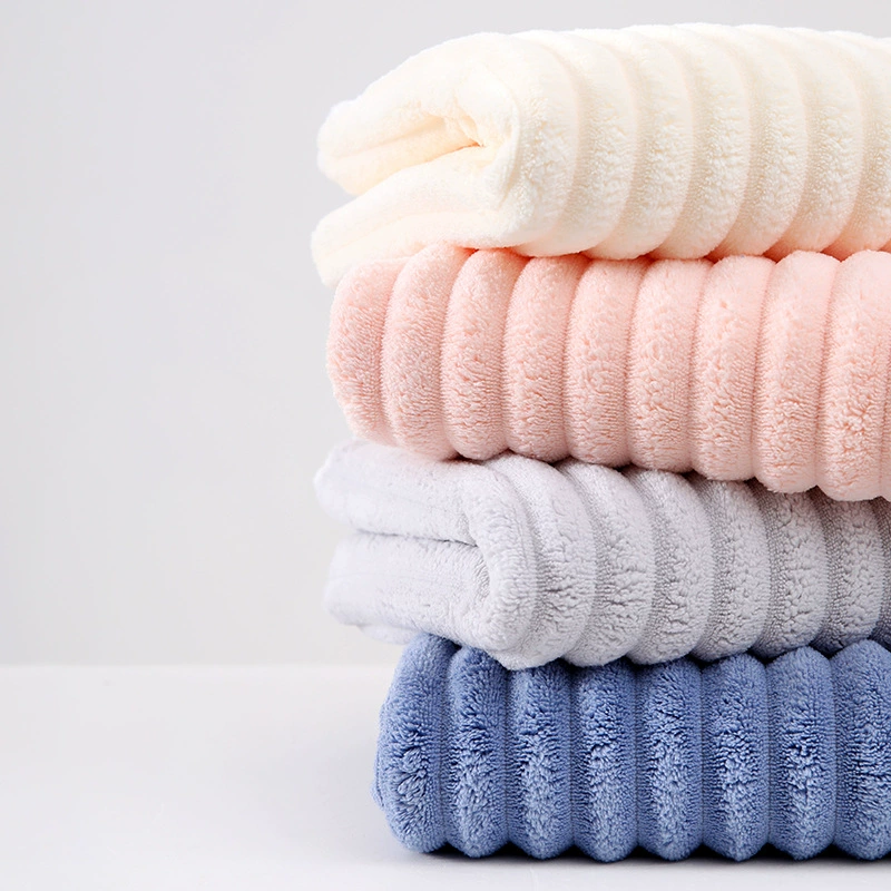 Новое полотенце из кораллового флиса конфетных цветов, 35*75 см, полосатое, мягкое и впитывающее, хит продаж на международном рынке