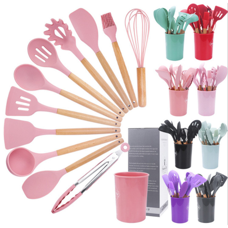 Silicone Spatula and Spoon 12-Piece Set Non-Stick Food-Grade Silicone Spatula Household High-Temperature Resistant Silicone Kitchenware Set