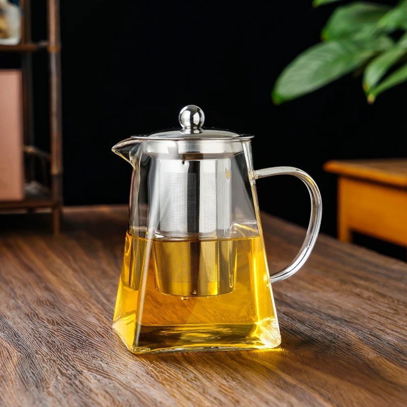 Tetera de Vidrio de Borosilicato Resistente al Calor y Artesanal para Hogar, Oficina y Sala de Té