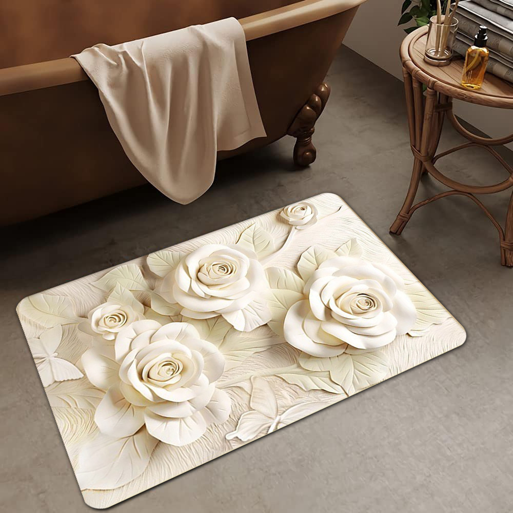 Alfombrilla de barro de diatomeas de flores tridimensionales de lujo ligero transfronterizo, alfombrilla de baño, alfombrilla de pie absorbente y antideslizante para el hogar, alfombrilla de entrada