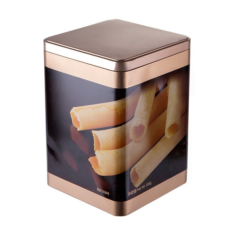 兴泰制罐方形饼干盒 打开式蛋卷糖果罐可批发拜访送礼外贸礼盒