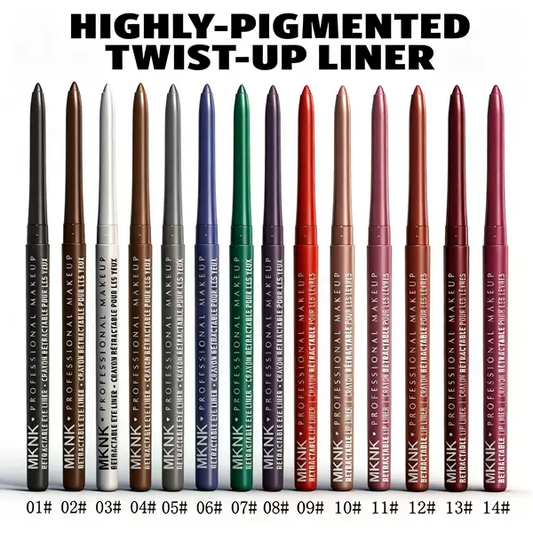Cross-border beauty hot sale MKNK automatic retractable eyeliner pen silkworm gel eyeliner eyeliner pen easy to color